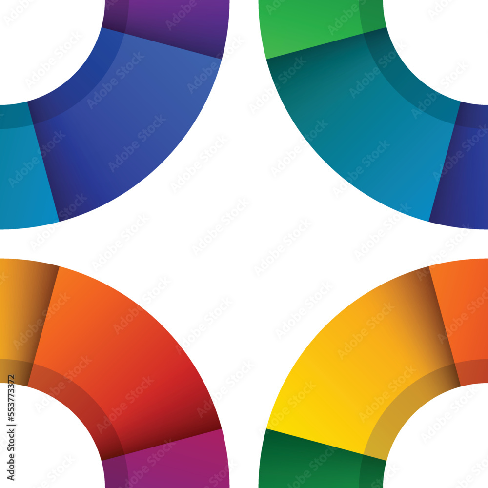 Aufkleber abstract infographic rainbow sectors 3d circle wheel shape 6 options chart on white background. rgb 