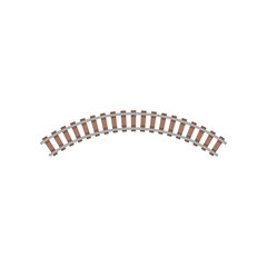 Curved train track vector illustration. Top view of railroad element for maps isolated on white background. Transport, transportation concept.