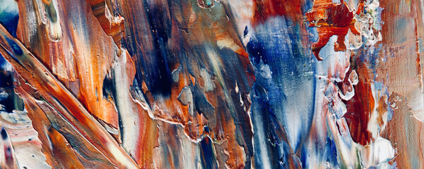 	
Color texture. Hand drawn oil painting on canvas. Abstract art background. Modern, contemporary art. Colorful canvas. Wall decor background	
