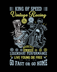 King of speed vintage racing biker Motorcycle t-shirt design