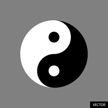 Yin Yang symbol, Tai Chi sign vector icon in flat style design for website design, app, UI, isolated on grey background. Vector illustration.