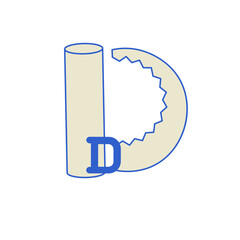 Letter d of the Latin alphabet stylized for repair.