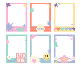Cute polaloid frame, polaroid photo template. Empty photo frame mock up, cute frame, pastel frame