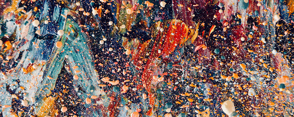 	
Color texture. Hand drawn oil painting on canvas. Abstract art background. Modern, contemporary art. Colorful canvas. Wall decor background	
