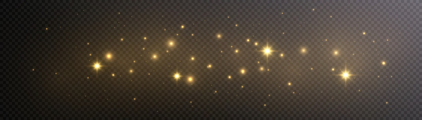 Light festive effect with lots of shiny shimmering particles isolated on transparent background. Vector star cloud with dust.