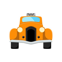 Front view of taxi vintage car vector illustration. Taxi vintage car isolated on white background. Transport, transportation, traveling concept