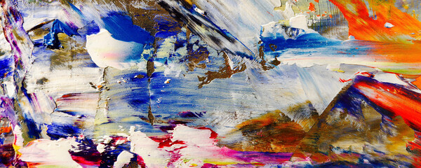 Fototapeta premium Color texture. Hand drawn oil painting on canvas. Abstract art background. Modern, contemporary art. Colorful canvas. Wall decor background 