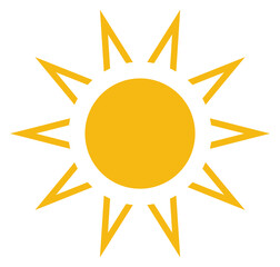 Sunny day weather symbol. Yellow sun icon