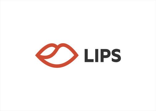 lips logo design simple line concept with abstract mountain