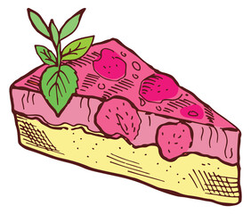 Strawberry pie slice. Sweet pink berry cake