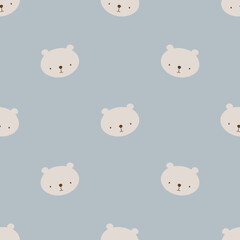 Seamless pattern with cute bear. Vector illustration. For card, posters, banners, printing on the pack, printing on clothes, fabric, wallpaper.