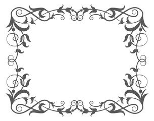 Filigree frame. Decorative floral motif. Vintage border