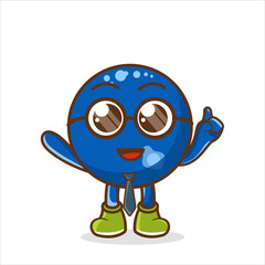 Blueberry Fruit cartoon businessman mascot character wearing tie and glasses