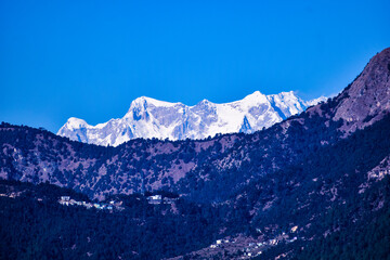 snow covered mountains in winter