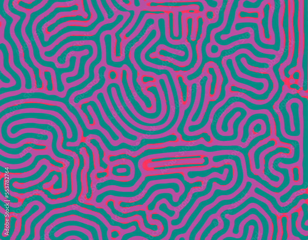 Poster Psychedelic vivid abstract background with a pattern of curved lines.