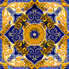 traditional azulejo typical artisanal tile in Spain and Portugal
