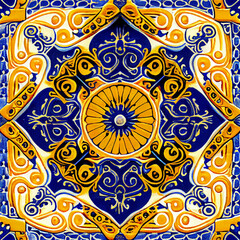 traditional azulejo typical artisanal tile in Spain and Portugal