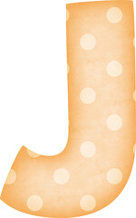 Uppercase Letter J Polka Dot alphabet in orange tone
