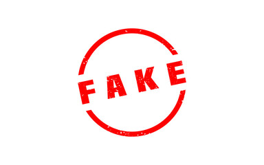 FAKE rubber stamp with grunge style on white background