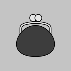 Purse grayscale icon vector. Wallet sign