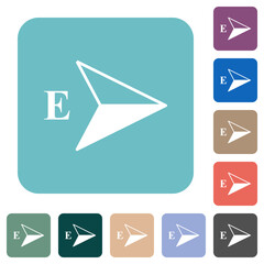 East compass direction rounded square flat icons