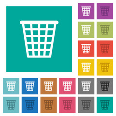 Single empty wide trash outline square flat multi colored icons