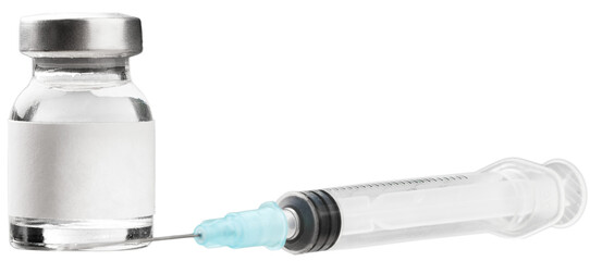 Vaccine bottle  Covid - 19 Corona virus Vaccine injection  and a medical syringe