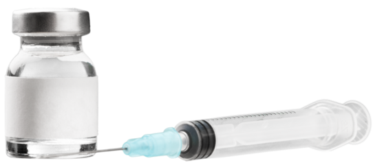Vaccine bottle  Covid - 19 Corona virus Vaccine injection  and a medical syringe