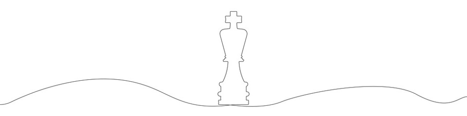 Chess piece king vector. kings vector linear icon. The chess king is drawn with a continuous line. A continuous line in the shape of a chess king. Outline king vector.