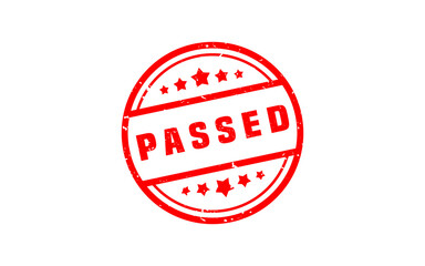 PASSED rubber stamp with grunge style on white background