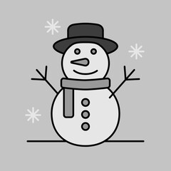 Christmas snowman vector icon. Winter sign