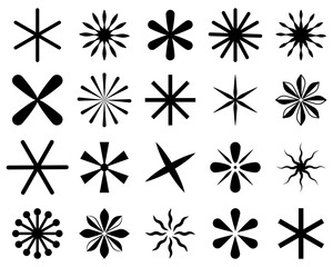 Set of asterisks icons. Vector illustration isolated on white background