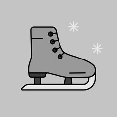 Skating shoes vector grayscale icon. Winter sign