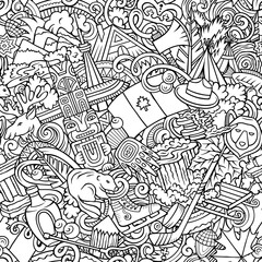 Cartoon doodles Canada seamless pattern