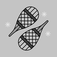 Snowshoes vector grayscale icon. Winter sign
