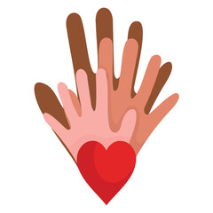 diverse hands with heart