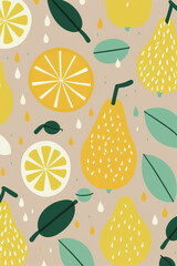 abstract pattern with lemons. illustrative style. AI generated
