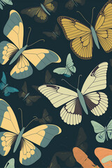 pattern with butterflies. illustrative style. AI generated
