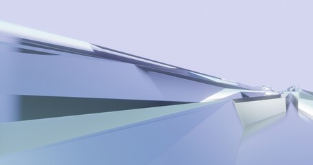 Futuristic abstract background cristal arched interior 3d render