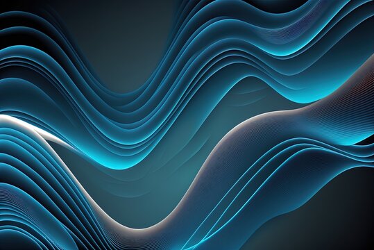 Blue abstract backdrop with wavy lines Generative AI © LukaszDesign
