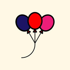 3 colorful balloons, flat design illustration graphic icon - 553791589