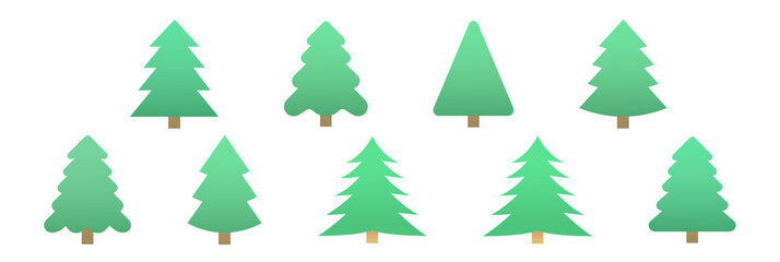 Christmas trees collection. Set of vector Christmas trees
