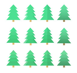 Christmas trees collection. Set of vector Christmas trees