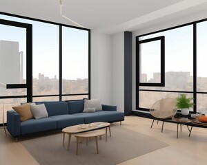 bright interiors Living room illustration 3D rendering