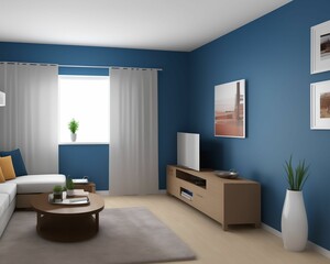 Fototapeta na wymiar Modern bright interior with sofa & coffee table 3D rendering