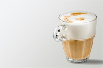 Sweet tasty hot coffee drink on kitchen