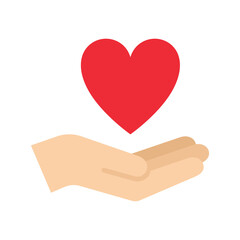 Hands holding heart. Love icon. Give, share love to people, charity and donation.