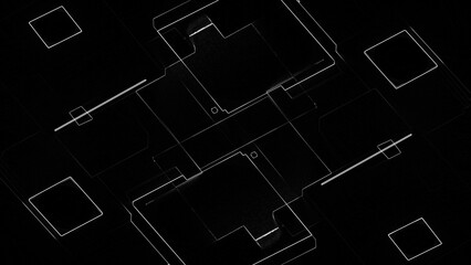 Abstract hud cubes line background 4K