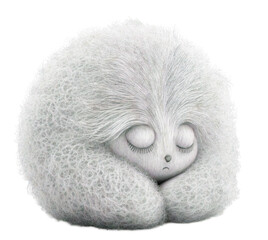 Cute adorable sleeping alien monster on a transparant background