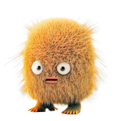 Cute adorable funny fluffy monster on a transparant background